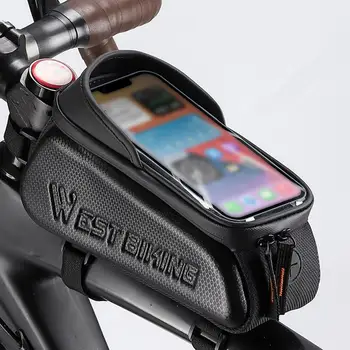 Сумка-органайзер для велоспорта, сумка на передней трубчатой раме, водонепроницаемые сумки на передней раме велосипеда, вместительный чехол для телефона с сенсорным экраном для Mtb