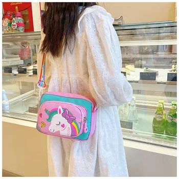Сумка-портмоне для девочек, сумка через плечо с милыми животными-единорогами, сумка-мессенджер, кошелек для ключей, милая мини-сумочка принцессы