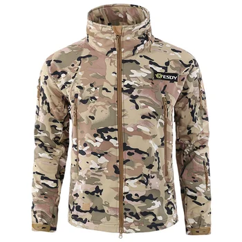 Тактическая военная походная куртка Мужская Камуфляжная куртка из мягкой акульей кожи с капюшоном, уличная водонепроницаемая Ветрозащитная армейская мужская одежда