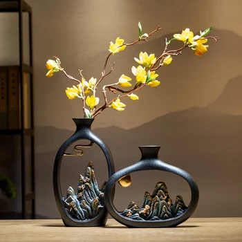Творчество Японский стиль фэн-шуй ваза для богатства офис Гостиная украшение рабочего стола вазы для домашнего декора Аксессуары Художественный подарок
