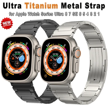 Титановый Ремешок для Apple Watch Ultra 2 49 мм 45 мм 44 мм 42 мм 40 мм 41 мм Роскошный Металлический Ремешок для браслета iWatch серии 9 8 7 6 5 4 SE