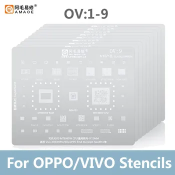 Трафарет для реболлинга AMAOE 0,12 мм OV1-9 BGA для процессора OPPO VIVO Универсальная жестяная посадочная стальная сетка