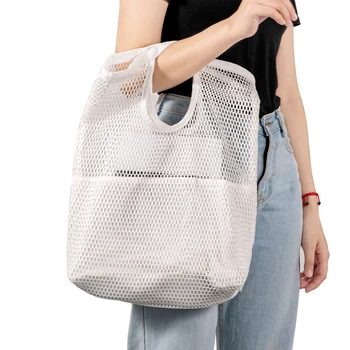 Тренд 2023 года, портативная женская прозрачная сумка из полой сетки большой емкости, двухслойные, сохраняющие тепло, большие пляжные сумки для пикника
