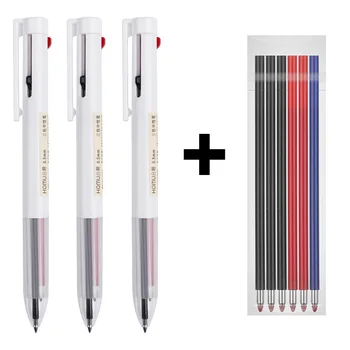Трехцветная нейтральная ручка для студентов, красная ручка, синяя, черная, 0,5 мм, многоцветная нейтральная ручка, многофункциональные стационарные канцелярские принадлежности