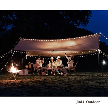 Уличные ночные светильники для кемпинга с обеденным столом для вечеринки, навесом для палатки, комбинированным столом для кемпинга и стульями Со скидкой