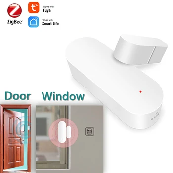 Умный дом ZigBee Tuya WiFi Дверной датчик, Детекторы открытия дверей, Охранная сигнализация для дома с Smart Life Alexa Google Home