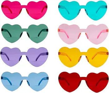 Упаковка из 8 стаканов, очки в форме сердца, очки в стиле хиппи, очки для костюмов в стиле ретро, забавные очки для вечеринки на день рождения