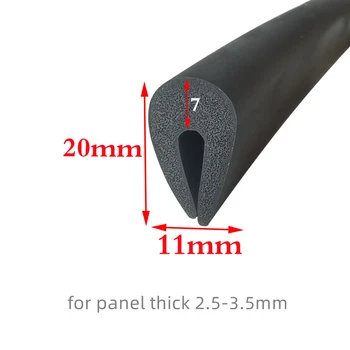 Уплотнительная губка из вспененной резины EPDM, U-образная полоска, стекло, металлическая автомобильная деревянная панель, защитная кромка, 20x11 мм, черная