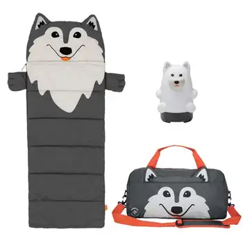 Фантастический Комбинированный набор для кемпинга Aspen the Wolf из 3 предметов с вещевым мешком, спальным мешком и перезаряжаемым светодиодным фонарем