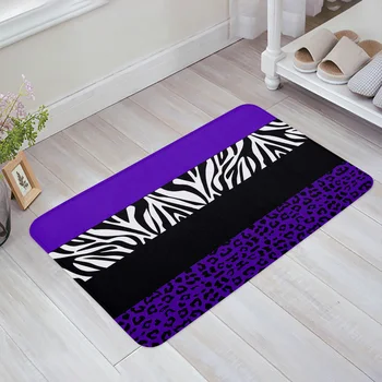 Фиолетовый Леопард в полоску с зеброй Коврик для ванной комнаты, ковер, коврик для ванной, коврик для душа, коврик для кухни, коврик для входа, домашний декор