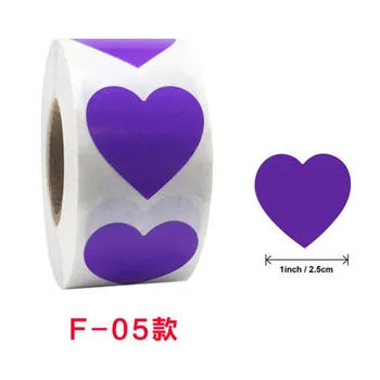 фиолетовый цвет Свадебное Украшение наклейка этикетки сердце наклейки для скрапбукинга 2,5 см 500 стикеров /рулон