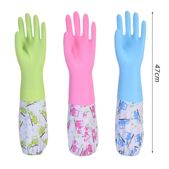 Хозяйственные перчатки без латекса Перчатки для чистки с удлиненной манжетой 47 см и виниловой текстурированной ручкой 1 пара