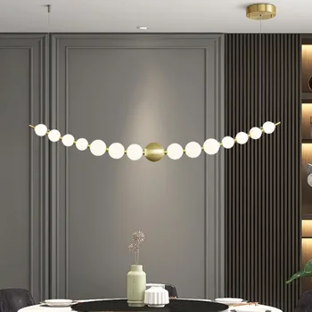 Художественная светодиодная люстра, подвесной светильник, современный скандинавский Креативный Медный Роскошный Обеденный Кухонный остров, Подвесной светильник для ресторана
