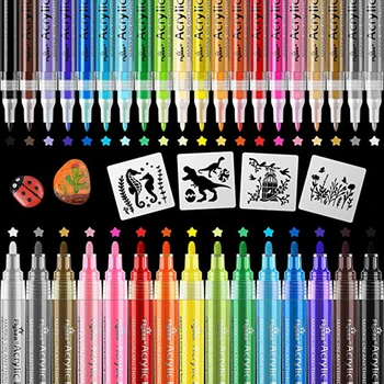 Художественные маркеры 6-48 цветов, акриловые ручки с наконечником 2 мм, нетоксичные акриловые ручки, водонепроницаемые маркеры для граффити для поделок, принадлежности для рисования
