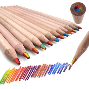Цветные Карандаши 7 в 1 цвета Rainbow, Деревянные Цветные Карандаши, Разноцветные Карандаши для Художественного Рисования, Раскрашивания, Набросков