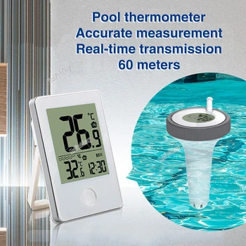 Цифровой беспроводной плавающий термометр для бассейна с часами времени, крытый/Открытый бассейн, Водные курорты, Аквариумы, Дистанционное наблюдение