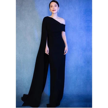 Черное вечернее платье Design Sense с рукавами-накидками с открытыми плечами, новое элегантное модное женское вечернее платье для официальных мероприятий 2023 года выпуска