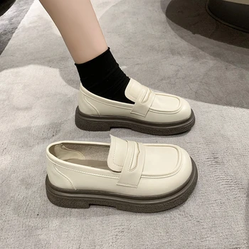 Черные маленькие туфли из искусственной кожи на мягкой подошве, женские туфли-лодочки, женская обувь в британском стиле, обувь Lefu, универсальные тонкие туфли на плоской подошве