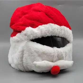 Чехол для мотоциклетного шлема Санта-Клауса, Плюшевый полнолицевой шлем, защитный чехол для женщин, мужской мотоциклетный шлем на открытом воздухе, веселые поездки, подарки
