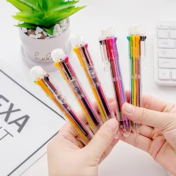 Шариковая ручка для отличников, портативная ручка-роллер, Прозрачная 8-цветная канцелярская гелевая ручка, плавный почерк.
