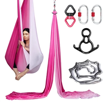 Шелковый набор для воздушной йоги 20 ярдов 18,3 М, высококачественные градиентные цветные воздушные качели для йоги, Антигравитационный набор для занятий йогой