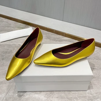 Элегантные Удобные Босоножки во Французском стиле 2023 г. Летние Дизайнерские Туфли Высокого класса с Острым носком На Низком каблуке Lady Zapatillas De Mujer