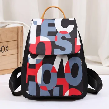 Эстетичный маленький рюкзак с буквенным принтом для женщин, противоугонный рюкзак, женская водонепроницаемая дорожная сумка, рюкзак контрастного цвета 2023 г.