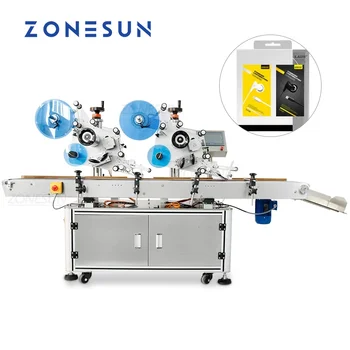 Этикетировочная машина ZONESUN с плоской поверхностью, Двойная наклейка этикеток, Автоматическая коробка для книг, Пищевая косметика для производства