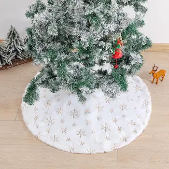 Юбка для рождественской елки с рисунком снежинки, плюшевые перламутровые юбки для рождественской елки в виде снежинок для праздничных зимних украшений своими руками