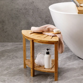 Японский Простой стул для ванны для пожилых людей Дизайн вентилятора Табурет для ног Бамбуковая Скамейка для хранения Материалов Универсальный Практичный Стул для душа